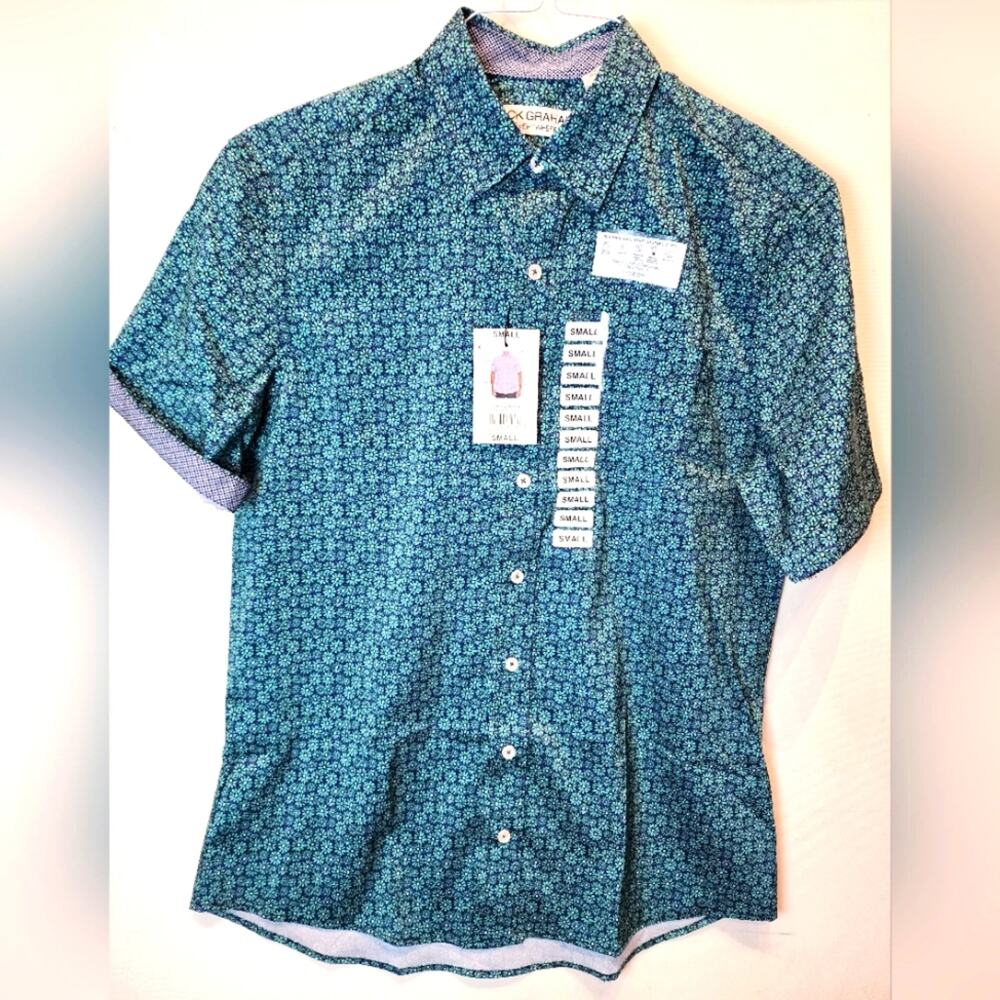 Nick Graham Everywhere New Print Sport Shirt Un Tuck Performance Mens Size S NWT